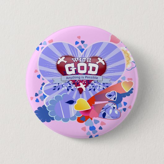 Met God harten Ronde Button 5,7 Cm (Voorkant)