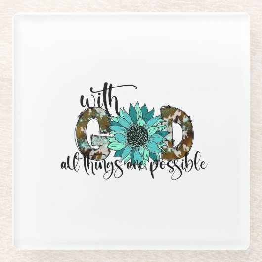 Met God is alles mogelijk Glazen Onderzetter (Voorkant)