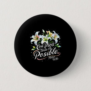 Met God is Alles Mogelijk Mattheüs 19:26 Cadeau Ronde Button 5,7 Cm