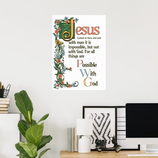 Met God is alles mogelijk Poster (Thuiskantoor)