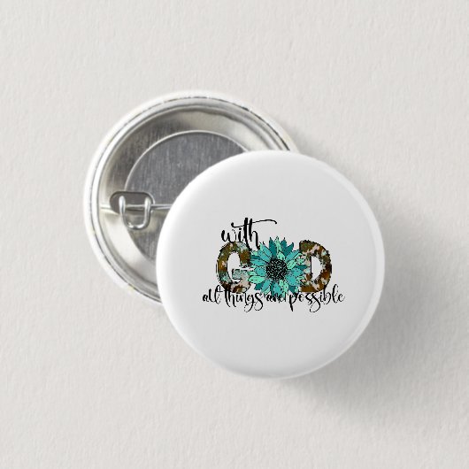 Met God is alles mogelijk Ronde Button 3,2 Cm (Voorkant /achterkant)