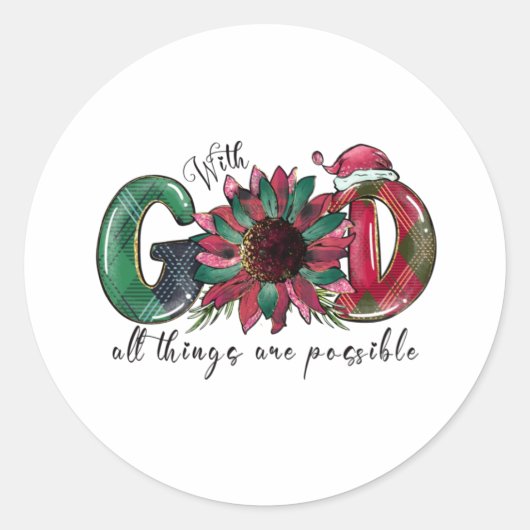 Met God is alles mogelijk Ronde Sticker (Voorkant)