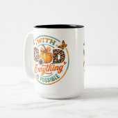 Met God is alles mogelijk Tweekleurige Koffiemok (Voorkant links)