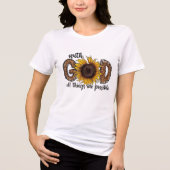 Met God Leopard Zonnebloem Vrouwen T-shirt (Voorkant)