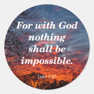Met God, Lucas 1:37 Ronde Sticker