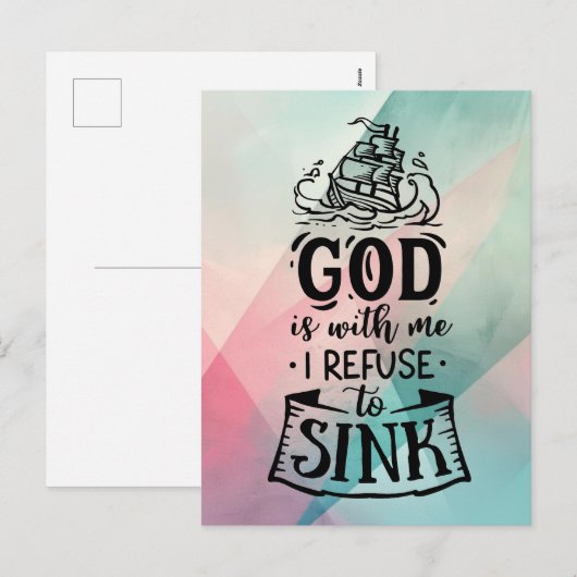 Met God weiger ik te zinken Feestdagenkaart (Voorkant / Achterkant)