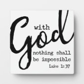 Met God zal niets onmogelijk zijn Luke 1:37 Fotoplaat (Voorkant)