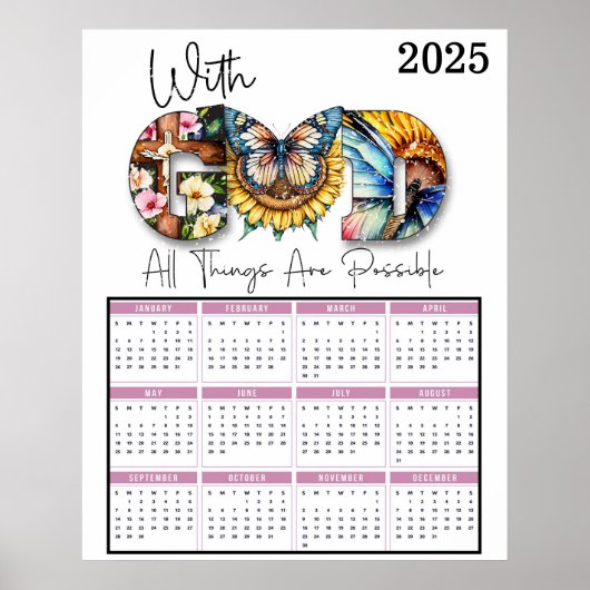 Met God zijn alle dingen mogelijk 2025 Kalender Poster (Voorkant)