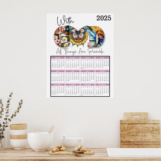 Met God zijn alle dingen mogelijk 2025 Kalender Poster (Keuken)