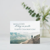 Met God zijn alle dingen mogelijk Bijbelse Afstude Briefkaart (Staand voorkant)