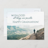 Met God zijn alle dingen mogelijk Bijbelse Afstude Briefkaart (Voorkant / Achterkant)