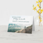 Met God zijn alle dingen mogelijk Bijbelse Afstude Kaart (Gele Bloem)