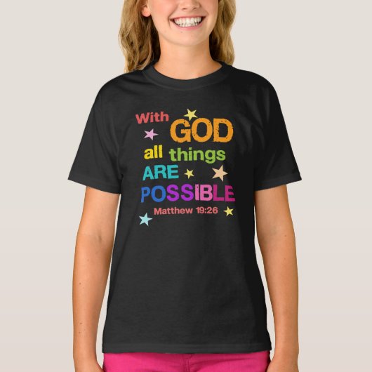 Met God zijn alle dingen mogelijk Bijbelverse T-shirt (Voorkant)
