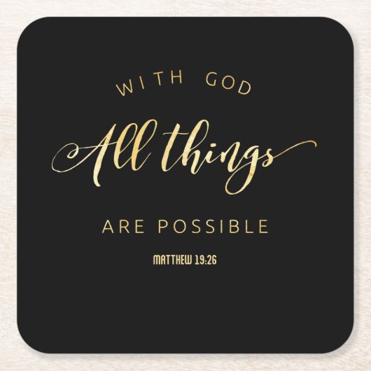 Met God zijn alle dingen mogelijk Matthew 19:26 Kartonnen Onderzetters (Voorkant)
