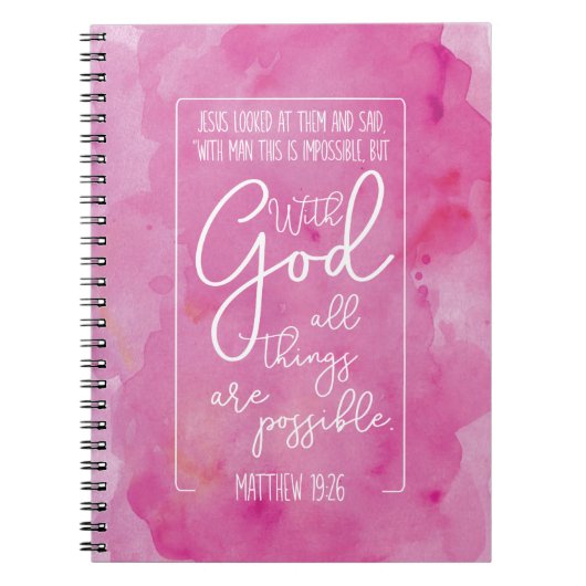 Met God zijn alle dingen mogelijk Matthew 19:26 Notitieboek (Voorkant)