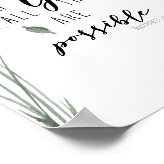 Met God zijn alle dingen mogelijk. Matthew 19:26 Poster (Hoek)