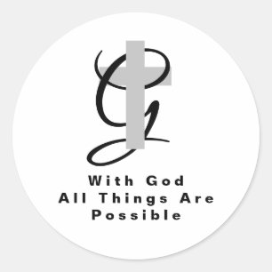 Met God zijn alle dingen mogelijk religieuze citaa Ronde Sticker