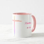 Met God zijn alle dingen mogelijk roze koffie mok (Voorkant rechts)