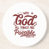 Met God zijn alle dingen mogelijk vanaf 19:26 Zandsteen Onderzetter (Voorkant)