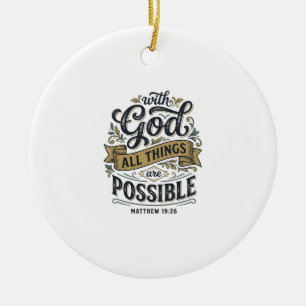 Met God zijn alle dingen mogelijk Vintage Christel Keramisch Ornament
