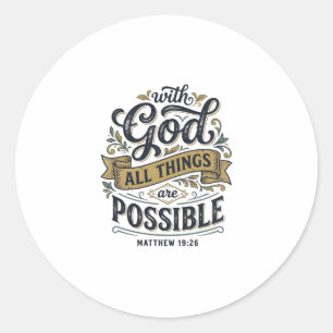 Met God zijn alle dingen mogelijk Vintage Christel Ronde Sticker