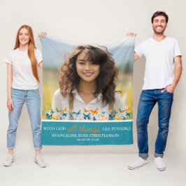 Met God zijn alle dingen mogelijk Vlinder Afstudee Fleece Deken