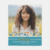 Met God zijn alle dingen mogelijk Vlinder Afstudee Fleece Deken (Voorkant)