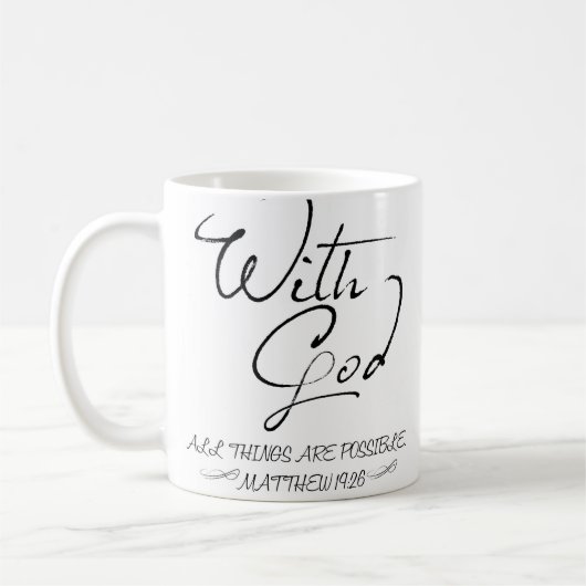 Met God zijn alle dingen mogelijke koffie-mok Koffiemok (Links)