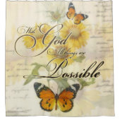 Met God Zonnebloemen en vlinder Douchegordijn (Voorkant)