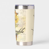 Met God Zonnebloemen en vlinder gepersonaliseerd Geïsoleerde Drinkbeker (Voorkant)