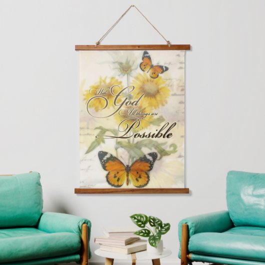 Met God Zonnebloemen en vlinder Hangend Wandkleed (Woonkamer)