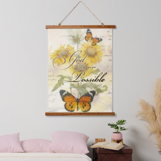 Met God Zonnebloemen en vlinder Hangend Wandkleed (Slaapkamer)