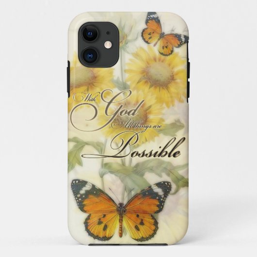 Met God Zonnebloemen en vlinder Kussensloop Case-Mate iPhone Case (Achterkant)