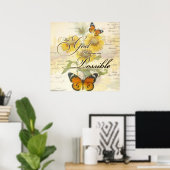Met God Zonnebloemen en vlinder Poster (Thuiskantoor)
