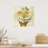 Met God Zonnebloemen en vlinder Poster (Keuken)