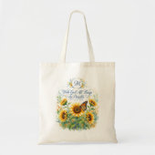 Met God, zonnebloemen monogram Tote Bag (Voorkant)