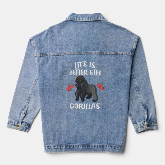 Met Gorillas Animal Denim Jacket (Achterkant)