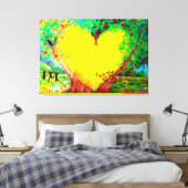 met gouden hartritme omwikkeld canvas afdruk (Insitu (Slaapkamer))