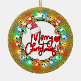 Met gouden kerstpannen keramisch ornament