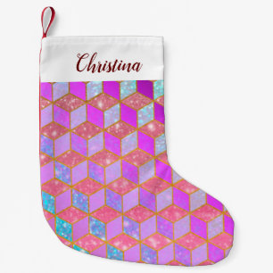 met goudkorrel met diamantachtige hexagon in paste kleine kerstsok