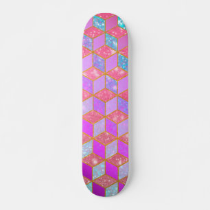 met goudkorrel met diamantachtige hexagon in paste persoonlijk skateboard