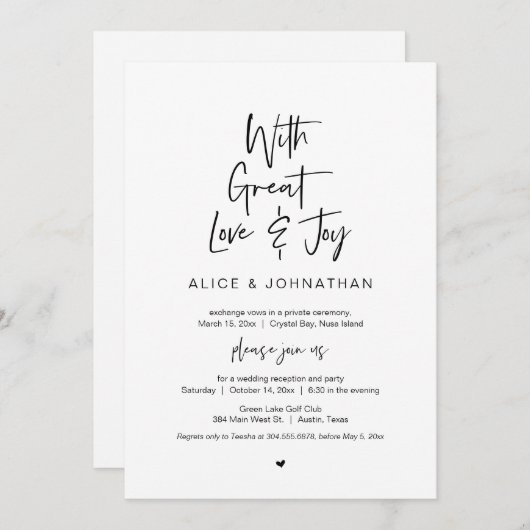 Met grote liefde en vreugde, Zwart, Trouwen zonder Kaart (Voorkant / Achterkant)