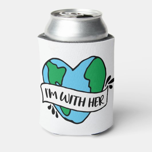 Met haar ecovriendelijke pictogram Happy Earth Cli Blikjeskoeler (Blikje Achterkant)