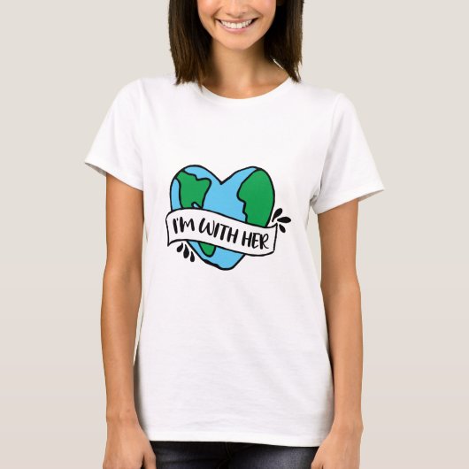 Met haar ecovriendelijke pictogram Happy Earth Cli T-shirt (Voorkant)