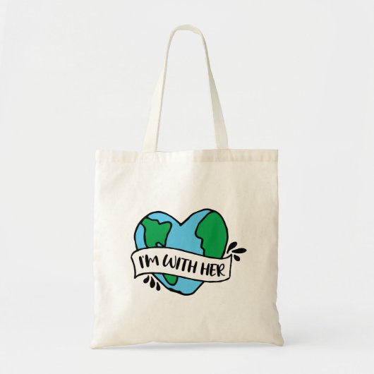 Met haar ecovriendelijke pictogram Happy Earth Cli Tote Bag (Voorkant)