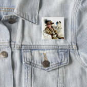 Met Haar Hond 2 Vierkante Button 5,1 Cm (In situ)
