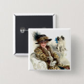 Met Haar Hond 2 Vierkante Button 5,1 Cm (Voorkant /achterkant)