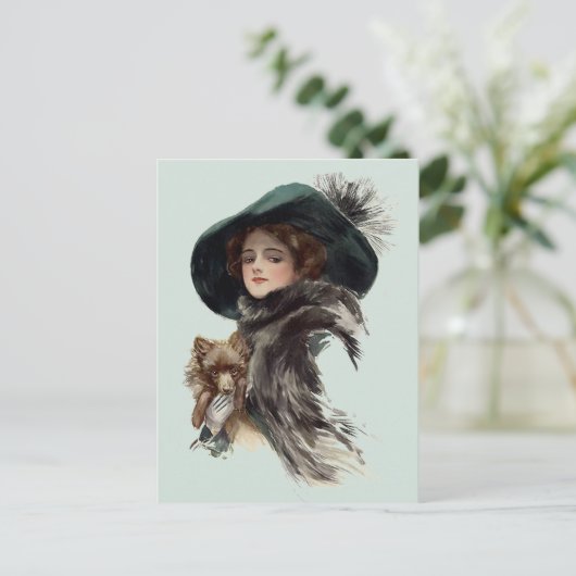 Met haar hond briefkaart (Staand voorkant)