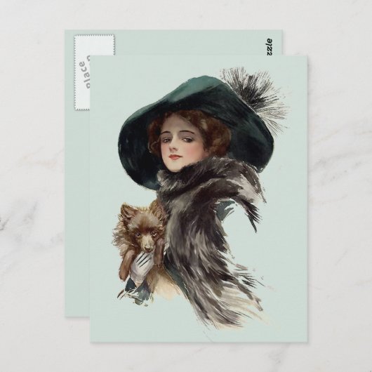 Met haar hond briefkaart (Voorkant / Achterkant)