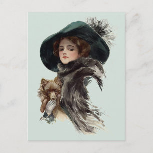 Met haar hond briefkaart